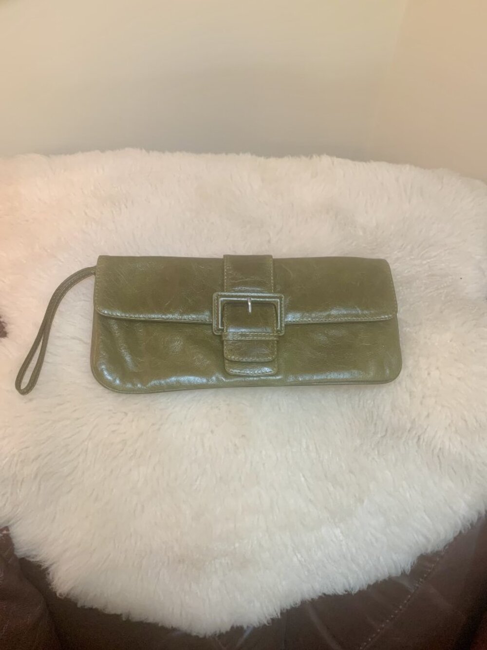 HOBO International - Olive Green Leather Wristlet Clutch Purse
